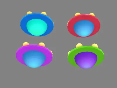 Cartoon alien spaceship - UFO Low-poly 3D model