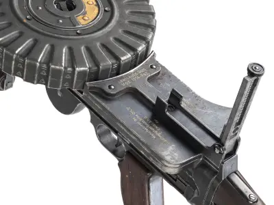 PBR British Lewis Machine Gun Low-poly 3D model