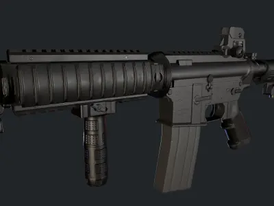 M4A1 Carbine with attachments and red dot Low-poly 3D model