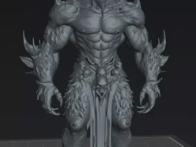 Demon lord of Skulls Horned Demon Warrior 3D print model