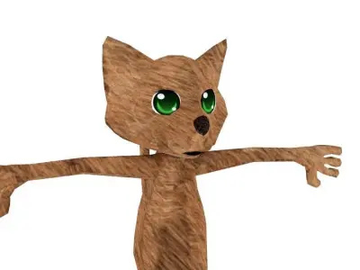 cat cartoon low poly Low-poly 3D model