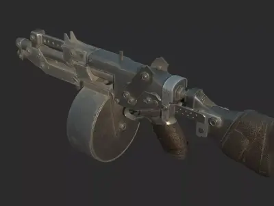 Future sci-fi wasteland-style grenade launcher 3D model