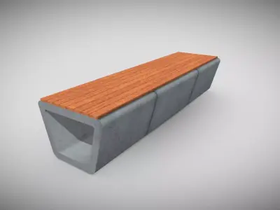 Concrete Bench  Low-poly 3D model