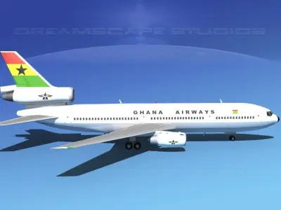 Douglas DC-10 Ghana 3D model