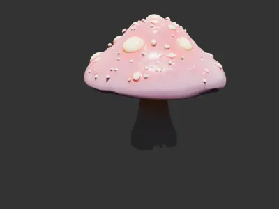 Giant Mushroom with Glowing Cap and Insects Low-poly 3D model