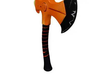 Orange Magma Pickaxe with Obsidian Handle 3D model