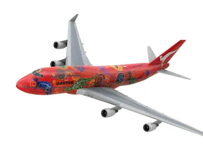 Boeing 747 - Qantas Wunala Dreaming 3D model