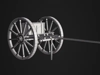 Wooden cart Low-poly 3D model