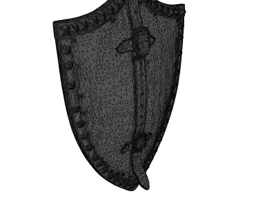 Worn Wooden Shield with Iron Studs 3D model