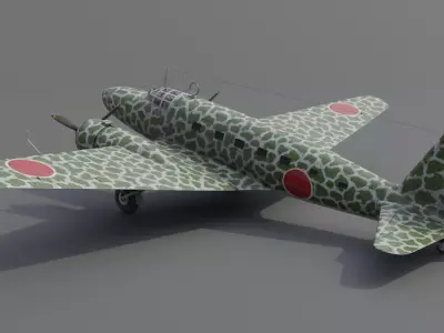Mitsubishi Ki-57 Transport Aircraft Low-poly 3D model