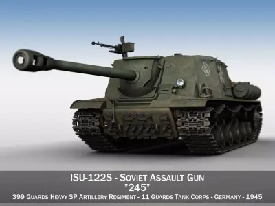 ISU-122S - 245 - Soviet Assault Gun 3D model