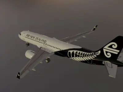 Air New Zealand airbus a320neo low poly 3d model with cockpit Low-poly 3D model
