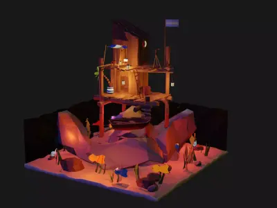 LowPoly SeaShack - Rigged and Animated Low-poly 3D model