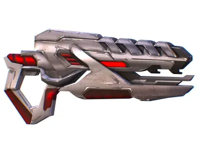 Assault rifle of the future weapon gun Nuff barrel blaster laser Low-poly 3D model