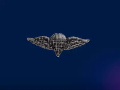 Paratrooper Rigger Wings Badge Low-poly 3D model