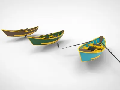 Traditional wooden boats 3D model