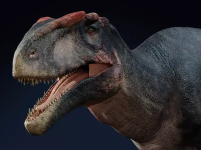 Carcharodontosaurus Rig Low-poly 3D model