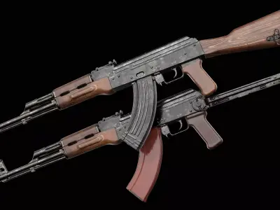 AKM AKMS Kalashnikov Assault Rifle Game Ready Low-poly 3D model
