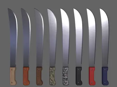 PBR Machete Low-poly 3D model