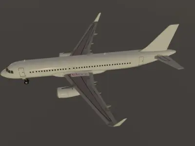 Airbus a320-232 plain livery low poly 3d model Low-poly 3D model