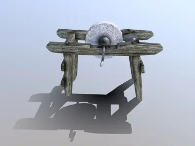 Medieval Grindstone Prop Low-poly 3D model