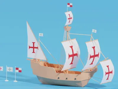 Cartoon Santa Maria Ship Low-poly 3D model
