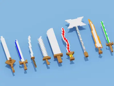 Voxel Weapon Low-poly 3D model