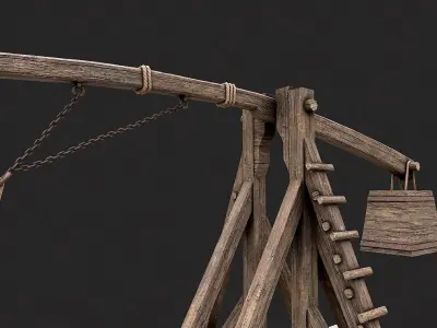 Medieval Siege Trebuchet 6 Low-poly 3D model