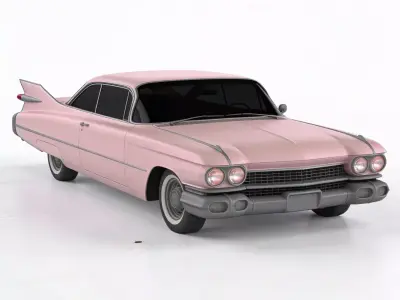 Classic Retro Luxury Pink Sedan Vehicle 3d model Low-poly 3D model