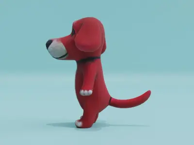 Red Puppy Baby Dog Cute Plush Toy A-Pose Free low-poly 3D model