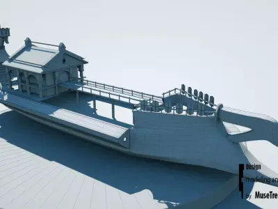 Boat Viking Low poly Low-poly 3D model