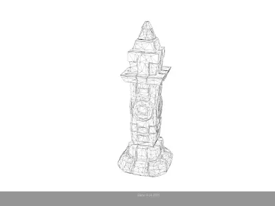 Low Poly Stylized Totem 2 AI Low-poly 3D model