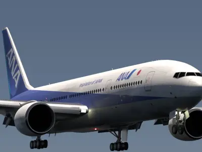 ANIMATED Boeing 777-200ER - ANA Livery 3D model