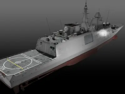 FREMM class Frigate D650 Aquitaine Low-poly 3D model