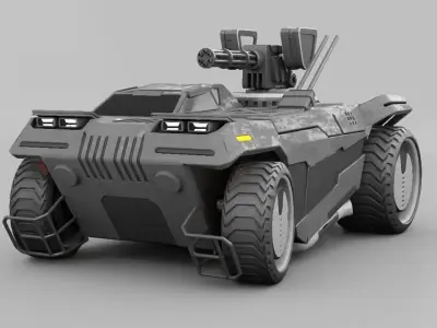 Military mega truck rigged vehicle 3D model