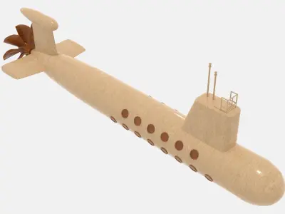 Wooden Submarine Low-poly 3D model