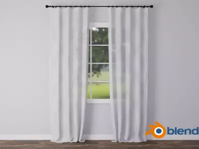 Sheer Linen Curtain - Blender Free 3D model