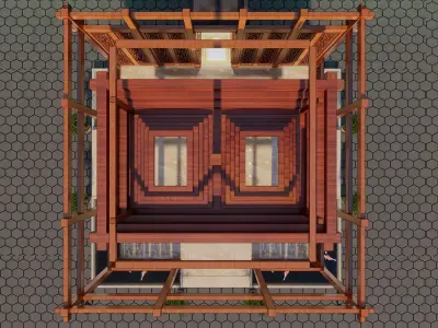 Wooden Mosque Design Islamic building Prayer Room 3D model