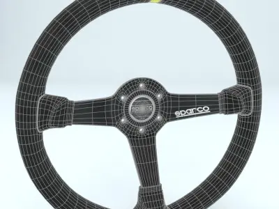 Steering Wheel Sparco R345 Leather Black 3D model