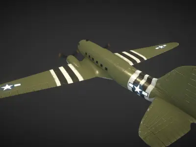 Douglas C-47 Skytrain Low-poly 3D model