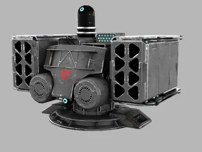 Sci-fi Turret Rocket Launcher Low-poly 3D model