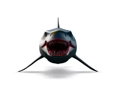 Animated Cartoon Great White Shark Low-poly 3D model