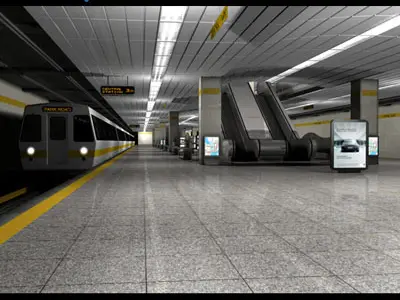 Subway - collection train on tracks 3D model