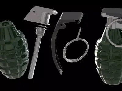 MK2 Hand Grenade With Part Low-poly 3D model