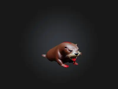Realistic Bleeding Otter Model Low-poly 3D model