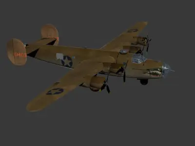 Consolidated B-24 Liberator Aircraft  Low-poly 3D model