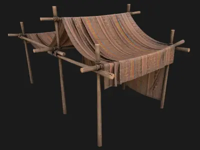 Arab Trading Tent Stalls Low-poly 3D model