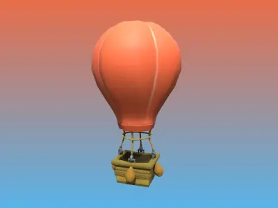 Low poly Hot Air Balloon 3D game model Low-poly 3D model