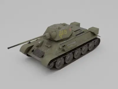 T34-57 1943 Medium Tank Low-poly 3D model