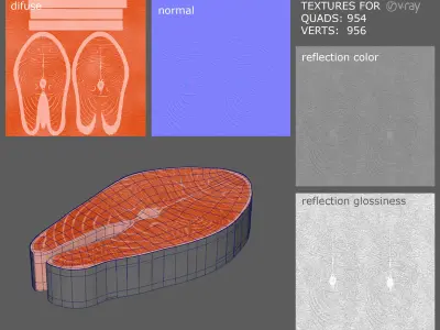 Raw Salmon Fish Steak 3D model